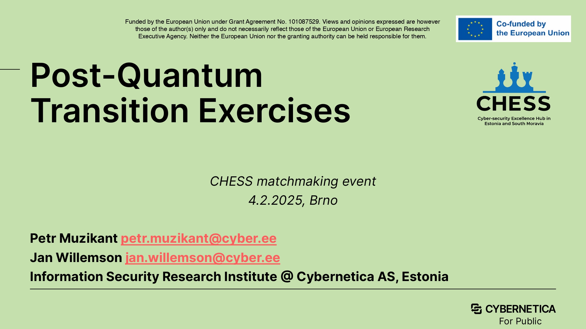 Post-Quantum Transition Exercises